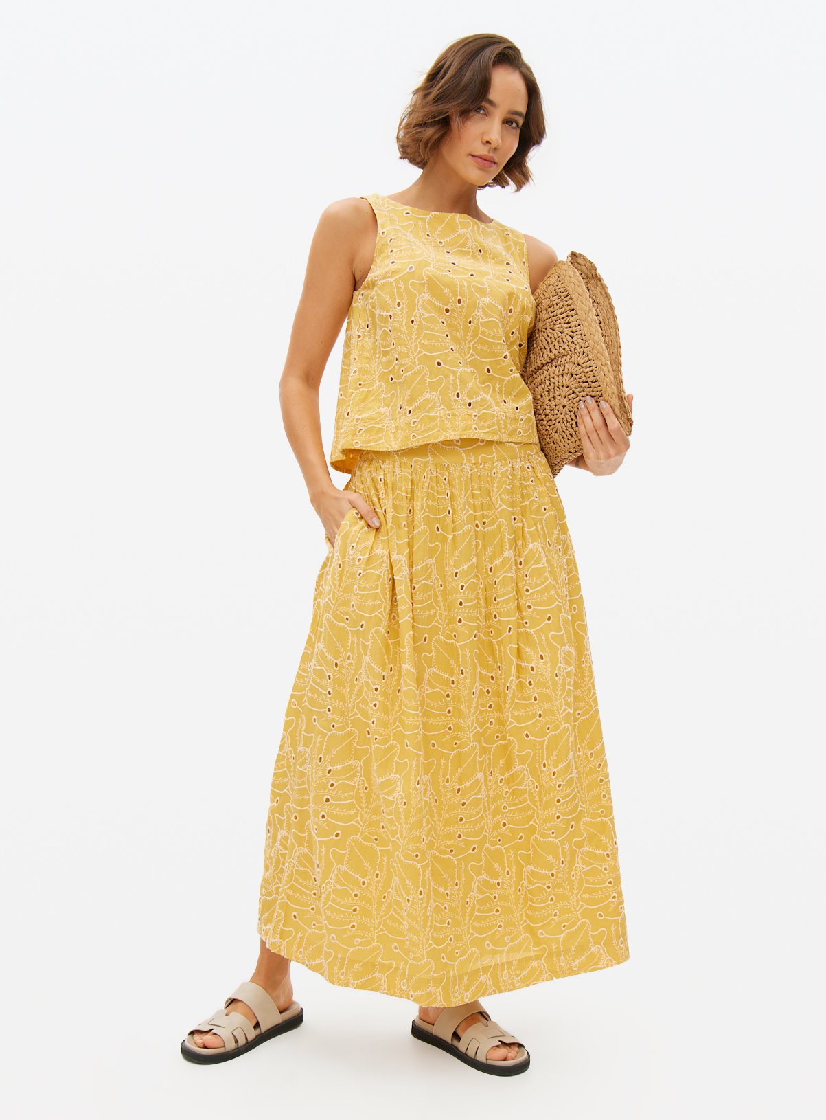 Yellow Broderie Sleeveless Co-ord Shell Top 18 - Image 2 thumbnail